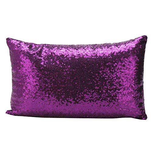 Xmiral Kissenbezüge Solid Color Glitter Pailletten Cafe Home Decor Sofakissen Pillowcase(30 x 50 cm,Purple) von Xmiral