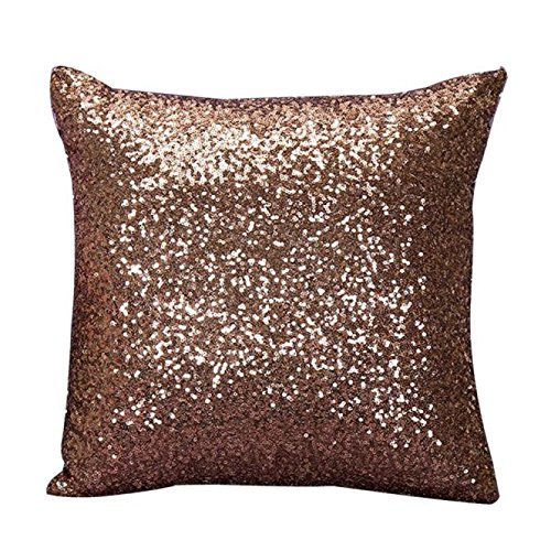 Xmiral Kissenbezüge Solid Color Glitter Pailletten Cafe Home Decor Sofakissen Pillowcase(40 x 40 cm,Coffee) von Xmiral