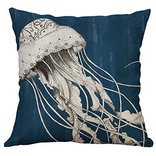 Xmiral Kissenh黮len Kopfkissenbezug Tintenfisch Koralle Gedruckte Pillowcase Zierkissenbez黦e(A,60 x 60 cm) von Xmiral
