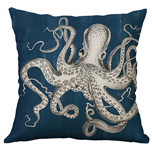 Xmiral Kissenhüllen Kopfkissenbezug Tintenfisch Koralle Gedruckte Pillowcase Zierkissenbezüge(B,50 X 50 cm) von Xmiral