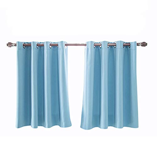 Xmiral Türvorhang Einfarbig Kurz Gardine Verdunklungsvorhang Scheibengardine mit Ösen 150cm x 90cm 2er Per Pack(Blau) von Xmiral