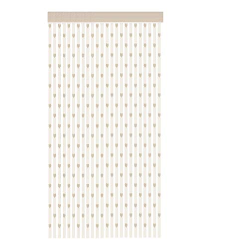 Xmiral Türvorhang Herzförmige Linie Gardine Einfarbig Tüll Translucidus mit Stangen Loch Gardine für Fenster Tür 100x200 cm(Beige) von Xmiral