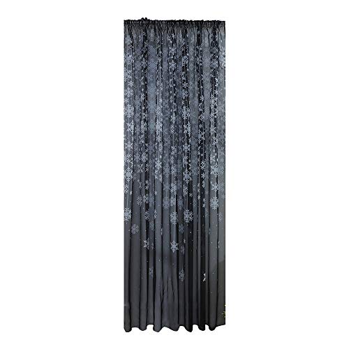 Xmiral Türvorhang Tüll Gardine Schneeflocken Gedruckte Scheibengardine mit Stangenloch Lichtdurchlässig(Schwarz,250x110cm) von Xmiral