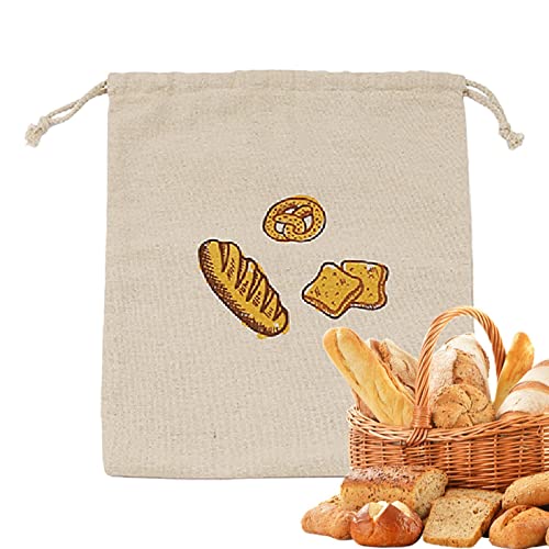 Xmod Brot Leinenbeutel | Wiederverwendbare Aufbewahrungsbeutel für Baguette und Laib mit Kordelzug,Selbstgemachte Lebensmittel-Aufbewahrungsbeutel für Einweihungsparty, Hochzeitsgeschenk von Xmod