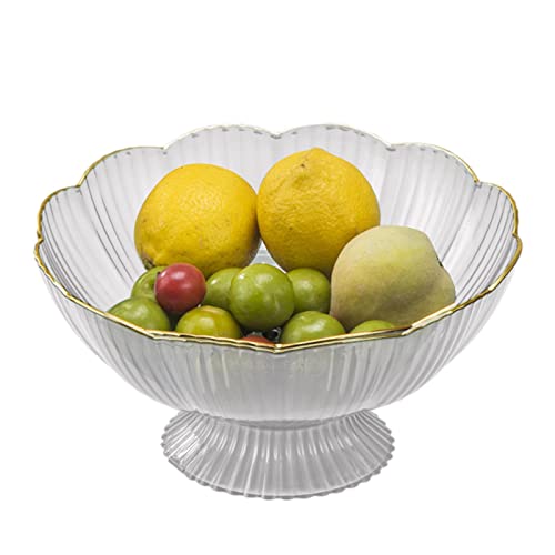 Xmod Obstschale für Küchentheke,Transparente Aufbewahrungsplatte für Snacks - Dekorativer Obst-Organizer mit Füßen und Abflusslöchern, Servierschale für Nüsse/Süßigkeiten/Snacks als Heimdekoration von Xmod