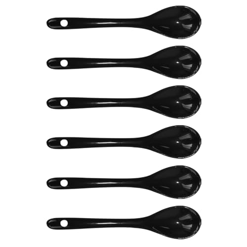 Xmomx 6 Stück Porzellan Eierlöffel Teelöffel Keramik Löffel 11,9 cm Kaffee Dessert Joghurt Tee milchig schwarz von Xmomx