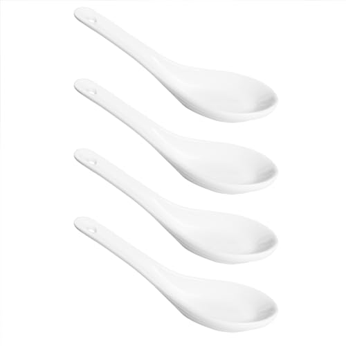 Xmomx Suppenlöffel, asiatischer Keramik-Suppenlöffel, chinesisch, weiß, für Zuhause, Küche oder Restaurant, 4 Packungen Xmomx Suppenlöffel, asiatischer Keramik-Suppenlöffel, chinesisch, weiß, für Zuhause, Küche oder Restaurant, 4 Packungen von Xmomx