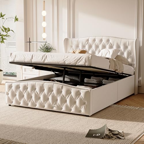 Xnferty Polsterbett 140 x 200 cm, Gepolstertes Bett mit Stauraum, Bettgestell, Doppelbett mit Lattenrost, einfach zu montieren, ohne Matratze von Xnferty