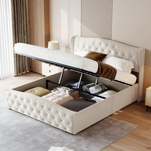 Xnferty Polsterbett 160 x 200 cm, Gepolstertes Bett mit Stauraum, Bettgestell, Doppelbett mit Lattenrost, einfach zu montieren, ohne Matratze von Xnferty