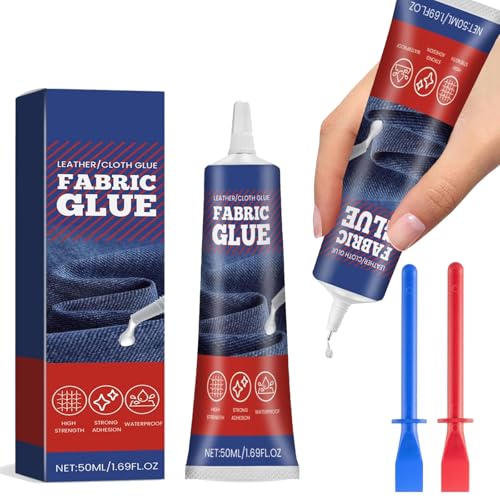 XoeLLe 100ml Textilkleber, mit Leimauftragswerkzeug, Waschmaschinenfest Stoffkleber, Fabric Glue, Permanenter Transparenter Lederkleber, für Alle Stoffe, Baumwolle, Denim, Flanell, Polyester von XoeLLe
