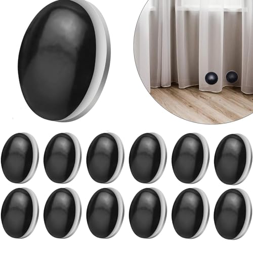 XoeLLe 12 Paar Duschvorhang Beschwerer, Magnetische Runde Tischdeckenbeschwerer, Duschvorhang Magnet, Gardinen Zubehör für Curtain Tischdecken Outdoor Vorhang Duschvorhänge (Schwarz) von XoeLLe