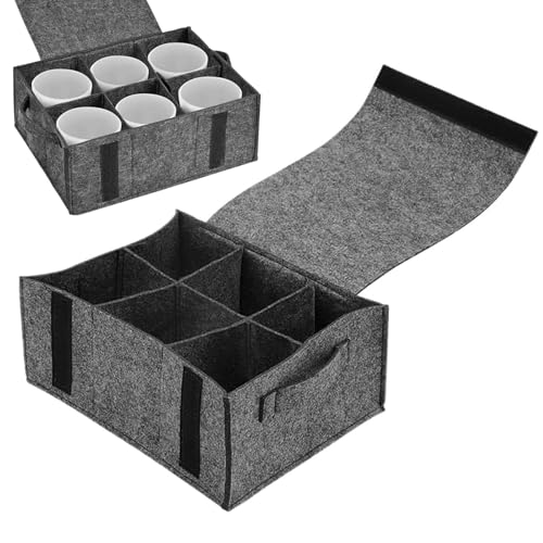 XoeLLe Tassenhalter Wohnmobil, Fasst 6 Camping Tasse Wohnmobil Gadgets, Filz Geschirr Organizer, Organizer Wohnmobil, für Camping, Wohnmobile, Boote, Wohnwagen, Küchenschränke, Campervan von XoeLLe