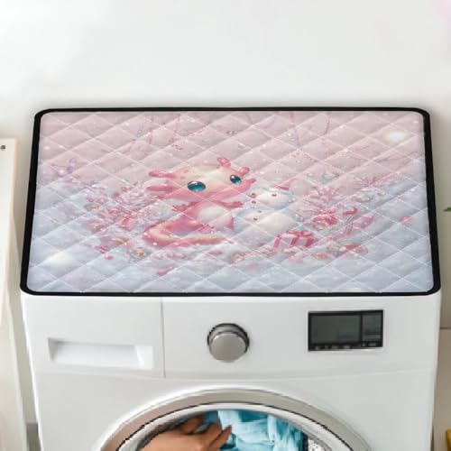 Xoenoiee Axolotl Schneemann rosa Weihnachtsmuster Waschmaschine Top Staubdichte Abdeckung Top Mat Pad Waschtrockner Top Protector Abdeckungen für Zuhause Waschküche von Xoenoiee