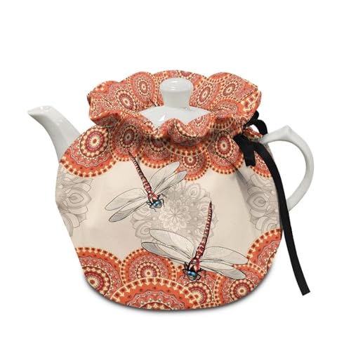 Xoenoiee Boho Mandala Libelle Print Tea Cozy Teekanne Abdeckung Wärmedämmung Teekanne Gemütliche Teekanne Abdeckung Home Küche Tisch Teekanne Abdeckung Teekanne Cozy Warmer von Xoenoiee