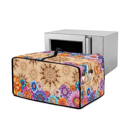 Xoenoiee Boho-Stil, lebendiges Mandala-Muster, Toaster-Ofenabdeckung, staubdichte Abdeckungen für Zuhause, Küche, kleine Geräte, Mikrowelle, Schutzhülle mit Griff und Seitentasche, mittelgroß von Xoenoiee