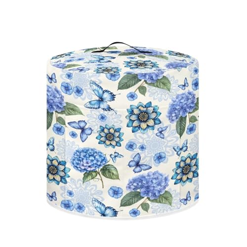 Xoenoiee Butterfly Blue Mandala Hortensien Floral Pattern Pressure Cooker Cover Kitchen Appliance Dust Cover with Pockets for Rice Cooker Air Fryer Slow Cooker, for 8 Qt Pot von Xoenoiee