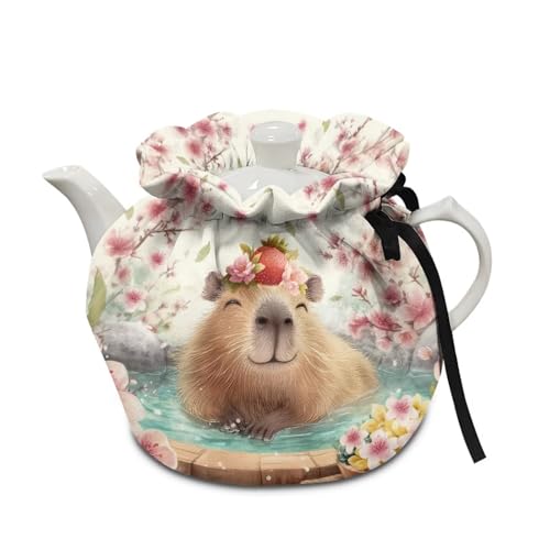 Xoenoiee Capybara Teewärmer für Teekannen, hält warm, Teekannen-Abdeckung, Kirschblüte, isolierte Wasserkocherabdeckung für Zuhause, Küche, Tischdekoration Xoenoiee Capybara Teewärmer für Teekannen, hält warm, Teekannen-Abdeckung, Kirschblüte, isolierte Wasserkocherabdeckung für Zuhause, Küche, Tischdekoration von Xoenoiee