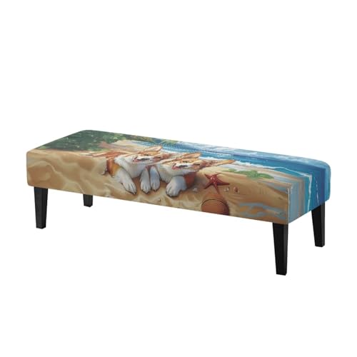 Xoenoiee Corgi Hunde-Strand-Stretch-Essbank-Abdeckung, abnehmbarer Sitzbezug, rutschfester Sitzschutz, rechteckiger Sitzbezug für Esszimmer, Wohnzimmer, Schlafzimmer Xoenoiee Corgi Hunde-Strand-Stretch-Essbank-Abdeckung, abnehmbarer Sitzbezug, rutschfester Sitzschutz, rechteckiger Sitzbezug für Esszimmer, Wohnzimmer, Schlafzimmer von Xoenoiee