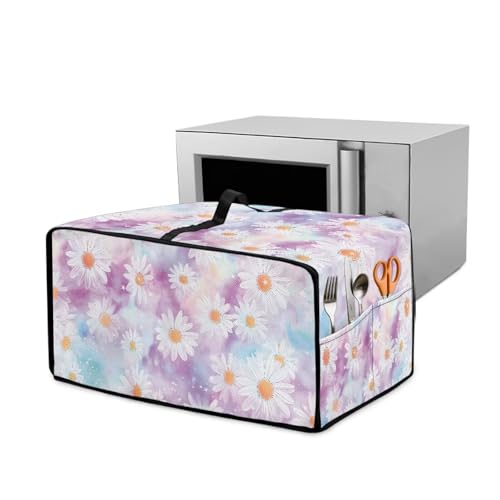 Xoenoiee Dreamy Color Daisy Flower Pattern Toaster Oven Cover, Heavy Duty Dustproof Microwave Oven Cover with Handle and Side Pocket, Kitchen Small Appliance Protector Covers Small Appliance von Xoenoiee