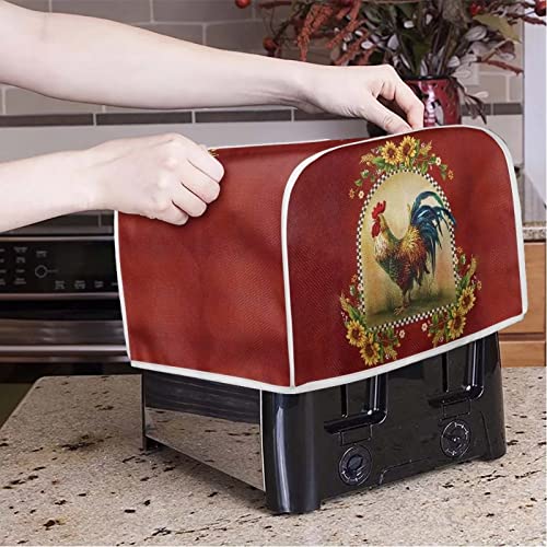 Xoenoiee Rote Toaster-Abdeckung für Hühner-Hahn, 4 Scheiben, schmutzabweisend, für kleine Geräte, hält Toaster frei von Fingerabdrücken, maschinenwaschbar, M von Xoenoiee