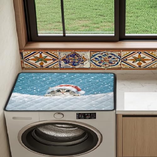 Xoenoiee Staubdichte Abdeckung für Waschmaschine, Katzenschneemuster, für Zuhause, Waschküche, Weihnachtsdekoration von Xoenoiee