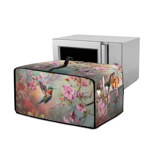 Xoenoiee Staubschutz für Toaster, mit Griff und Seitentasche, Motiv: Kirschblüten, Kolibri-Muster, robust, klein, Rosa Xoenoiee Staubschutz für Toaster, mit Griff und Seitentasche, Motiv: Kirschblüten, Kolibri-Muster, robust, klein, Rosa von Xoenoiee