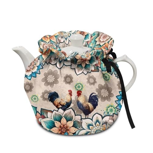 Xoenoiee Teewärmer im Boho-Mandala-Huhn-Design, für Teekannen, hält warm, Teekannen-Abdeckung, isoliert, für Zuhause, Küche, Tischdekoration Xoenoiee Teewärmer im Boho-Mandala-Huhn-Design, für Teekannen, hält warm, Teekannen-Abdeckung, isoliert, für Zuhause, Küche, Tischdekoration von Xoenoiee