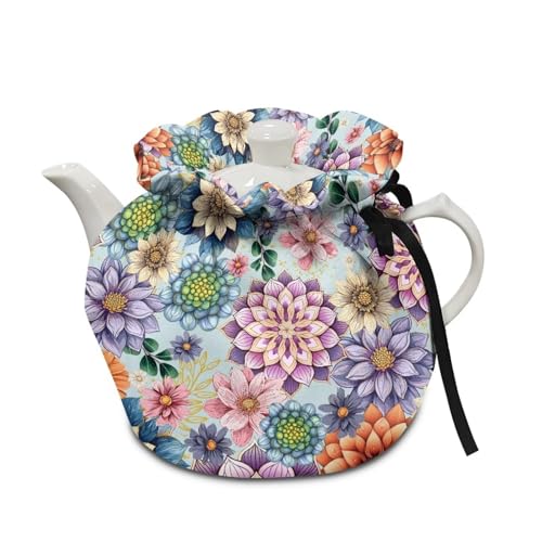 Xoenoiee Teewärmer mit Boho-Mandala-Blumenmuster, Teekannen-Abdeckung, Teekannen-Dekoration, Teewärmer für Küche, Zuhause, Teekanne, Teekessel, Steppdecke Xoenoiee Teewärmer mit Boho-Mandala-Blumenmuster, Teekannen-Abdeckung, Teekannen-Dekoration, Teewärmer für Küche, Zuhause, Teekanne, Teekessel, Steppdecke von Xoenoiee