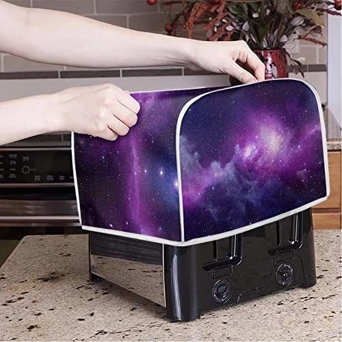 Xoenoiee Toaster-Abdeckung 2 Scheiben breiter Schlitz Backgeschirr Schutz Staub und Fingerabdruckschutz Brot Toaster Abdeckung für Küche Kleine Geräte Zubehör, Lila Galaxy bedruckt, S von Xoenoiee