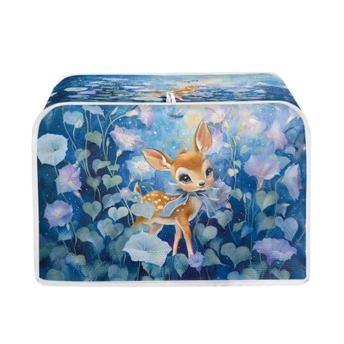 Xoenoiee Toaster-Abdeckungen mit Hirsch-Blumenmuster für Brotbackmaschine, 2 Scheiben, Küchenzubehör, Größe S von Xoenoiee