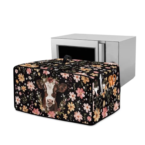 Xoenoiee Toaster-Ofen-Staubschutz mit Griff und Seitentasche, Kuh-Boho-Blumenmuster Xoenoiee Toaster-Ofen-Staubschutz mit Griff und Seitentasche, Kuh-Boho-Blumenmuster von Xoenoiee
