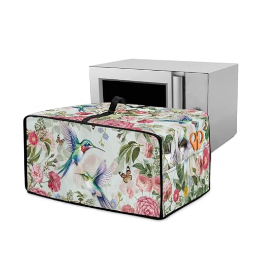 Xoenoiee Toaster-Ofenabdeckung mit Griff und Seitentasche, Motiv: Schmetterling, Kolibri, Hortensien, Blumenmuster, Anti-Staub, strapazierfähig, Mikrowellen-Abdeckungen, Küchengeräte von Xoenoiee