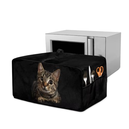 Xoenoiee Toaster-Ofenabdeckung mit Katzenmuster, strapazierfähig, staubdicht, Mikrowellen-Abdeckung mit Griff und Seitentasche, Küchenschutzabdeckungen für kleine Geräte, Größe M von Xoenoiee
