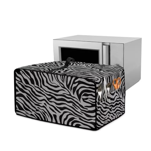 Xoenoiee Zebra Stripe Black Print Toaster Oven Cover, Dustproof Microwave Oven Cover with Handle and Side Pocket, Kitchen Small Appliance Protector Covers, Small von Xoenoiee