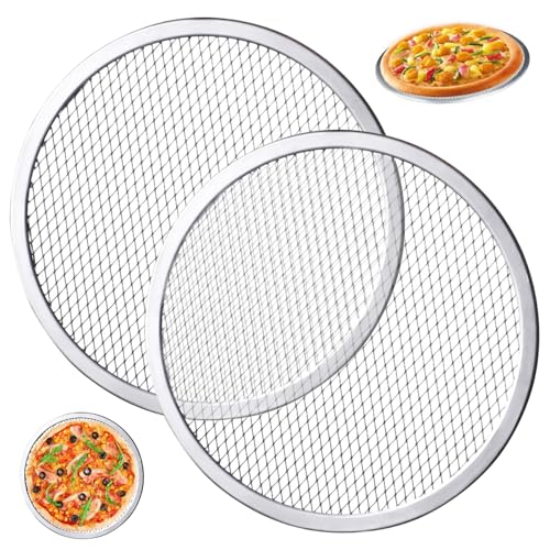 2 Stcs Pizza -Bildschirm Edelstahl 13 in runden Mesh Pizza -Tablett für Ofen Nicht -Stick -Hitzeverteilung Back BBQ Nahe Grill Mesh Matte für Restaurant, Home von Xoeryoy