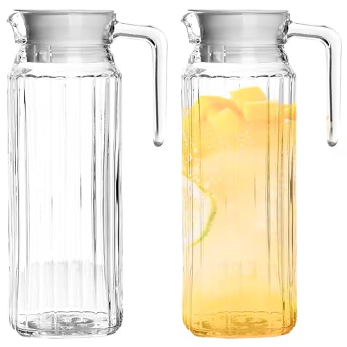 2pcs Wasserkrug mit Deckel und Griff, 1100 ml transparentes Acrylwasserkrug für heiße und kalte Getränke, Krug -Krug für Getränke, Saft, Eistee, Milch mehr von Xoeryoy