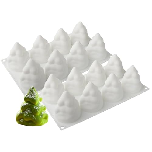 2pcs Weihnachtsbaum-Silikonform, 8 Hohlraum Schokoladen Fondant-Kuchenformen, 3D-Silikonform mit Nahrungsnahrungsnahrung für Süßigkeiten, Schokolade, Eiswürfel-DIY-Werkzeuge von Xoeryoy