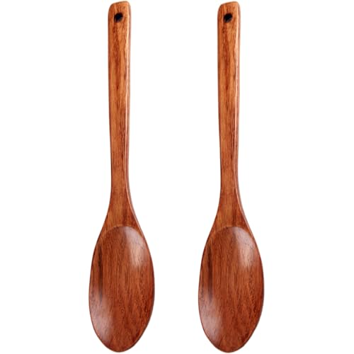 2pcs hölzerne Servierlöffel, 13 Zoll langes Holzlöffel zum Kochen des Servierens Mischungsküchenutensilien von Xoeryoy