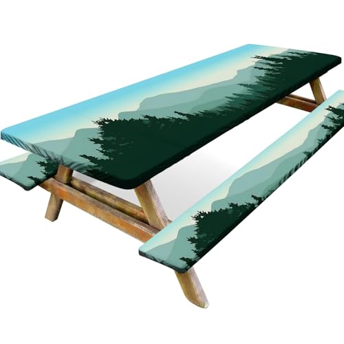 3pcs/Set -Anpassungs -Picknicktischabdeckung mit Bankabdeckungen, 30 x 72 Zoll elastisches winddes Outdoor -Picknicktischabdeck von Xoeryoy