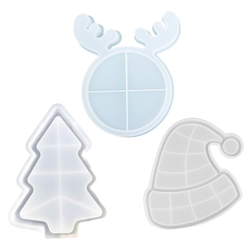 3pcs Weihnachtsilikonformen Weiche Geweih Hut Baum Silikonformen leicht zu demold von Xoeryoy