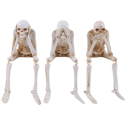 3pcs skelette simulierte Harz -Skelettfiguren gruselig ohne See/Hören/Sprechen Halloween -Dekorationen für Innen im Freien im Freien von Xoeryoy