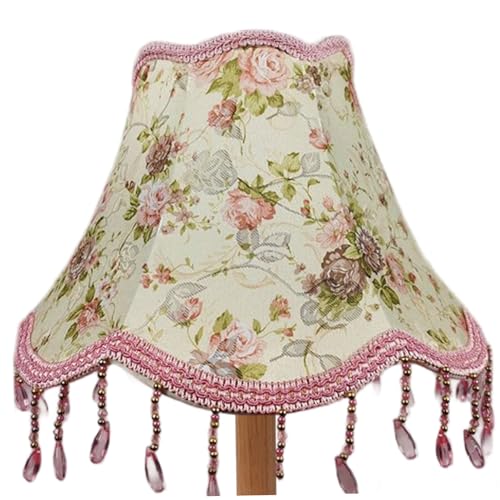 Blumenlampenfarbton Stoff Vintage Jakobsmuschel Lampenschatten mit Anhängern für Tisch, Wand und Stehlampen von Xoeryoy
