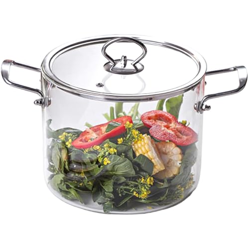 Glasbocken mit Deckel, 4.l transparentem Kochtopf mit zwei Edelstahlgriff, hitzebeständige Glastöpfe zum Kochen von Nudeln, Nudeln, Suppe, Milch # von Xoeryoy