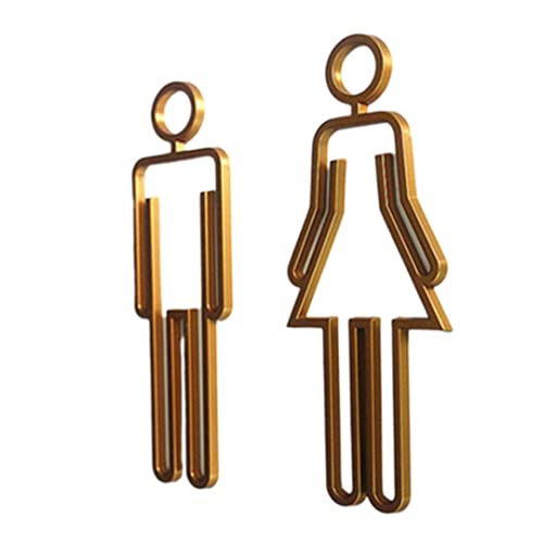 Goldene Toilettensymbol Männer und Frauen passen Badezimmer Toilettenschild Türzubehör Symbol Schild Kleber Kleber von Xoeryoy