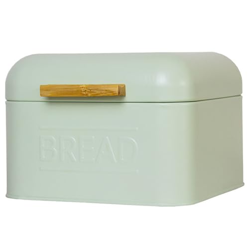 Grüner Brotbehälter, 7, 9 x 7, 9 x 5, 5 Zoll beschichtete Eisenbrot -Lagerbehälter mit Deckel, Retro -Lebensmittel -Aufbewahrungsbox für Küchenarbeitsplatte, Snacks, Körner von Xoeryoy