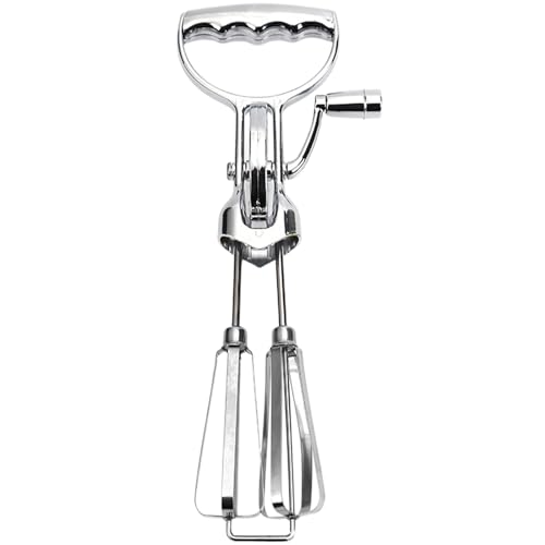 Handkurbel Eierschläger Edelstahl Rotary Ei Whisk Doppelkopf Handheld -Mixer mit tragbarem Küchenkochwerkzeug für Houseld Camping Sliver groß# von Xoeryoy