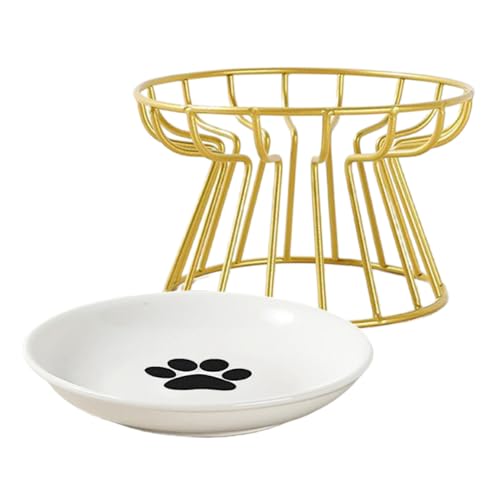 Xoeryoy Hochgezogene Keramikkatze mit Metallständer freundlicher Anti-Vomit-Keramik-Katzenplatte erhöhte Schüssel mit Stand für und Xoeryoy Hochgezogene Keramikkatze mit Metallständer freundlicher Anti-Vomit-Keramik-Katzenplatte erhöhte Schüssel mit Stand für und von Xoeryoy