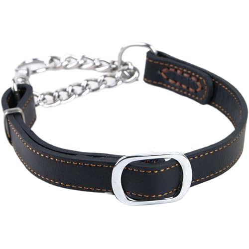Hundekettenkragen, Anti-Eskapseln Lederkettenkettenkragen mit Edelstahl, kein Verstellbarer funktioneller funktioneller Kragen für mittelgroße Hunde, Schwarz, Schwarz Hundekettenkragen, Anti-Eskapseln Lederkettenkettenkragen mit Edelstahl, kein Verstellbarer funktioneller funktioneller Kragen für mittelgroße Hunde, Schwarz, Schwarz von Xoeryoy