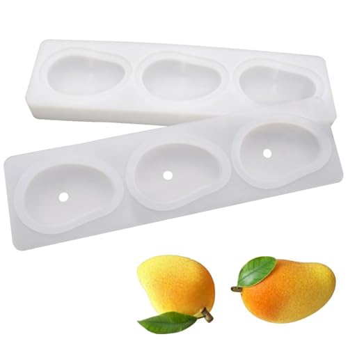 Mangoform 3-Cavity 3D Realistische Silikonformen zum Backen von DIY-Dessert-Gebäck-Eiscreme-Kuchen-Mousse-Mousse-Seife für Lebensmittelqualität von Xoeryoy