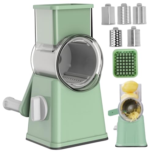 Rotary -Käse -Reifenscheibe -Handkurbel, 5 in 1 Gemüse -Slicer mit Behälter zum Zerkleinern, Schneiden und Alter, manuelles Essen für Küchengrün Rotary -Käse -Reifenscheibe -Handkurbel, 5 in 1 Gemüse -Slicer mit Behälter zum Zerkleinern, Schneiden und Alter, manuelles Essen für Küchengrün von Xoeryoy